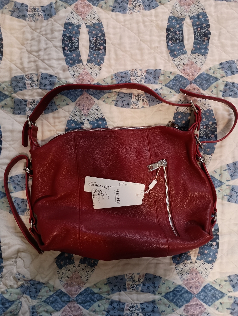 Herschel Supply Company Red Pebbled Leather Shoulder Bag